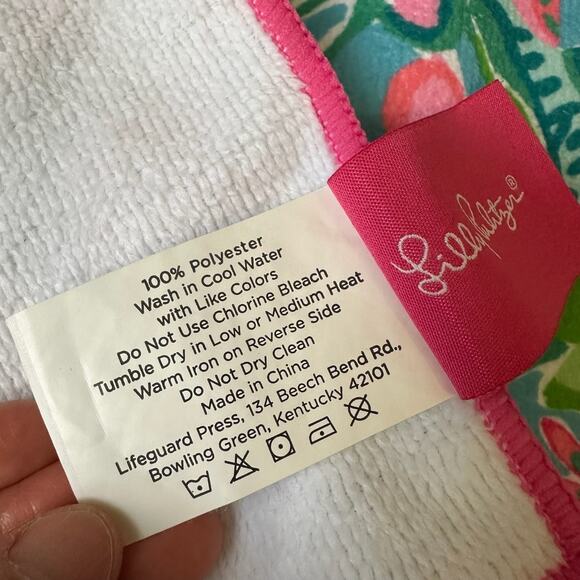 LILLY PULITZER Beach Towel Blue Pink Floral Bath Tropical Hawaiian - Picture 5 of 7